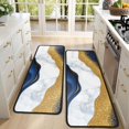 thumbnail image 4 of Kitchen Rugs Sets Of 2,Blue and Gold Marble Glitter Waves Pattern Anti Fatigue Kitchen Mat Rugs Non Slip Washable,Decorative Kitchen Floor Mats for Kitchen,Sink,Laundry,17"x47"+17"x47", 4 of 5