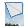 thumbnail image 2 of Forest Soft Flannel Fleece Blanket, Tree Field and Fresh Green Meadow with Open Blue Sky Uplifting Day in Nature Picture, Cozy Plush for Indoor and Outdoor Use, 50" x 70", Green Blue, by Ambesonne, 2 of 5