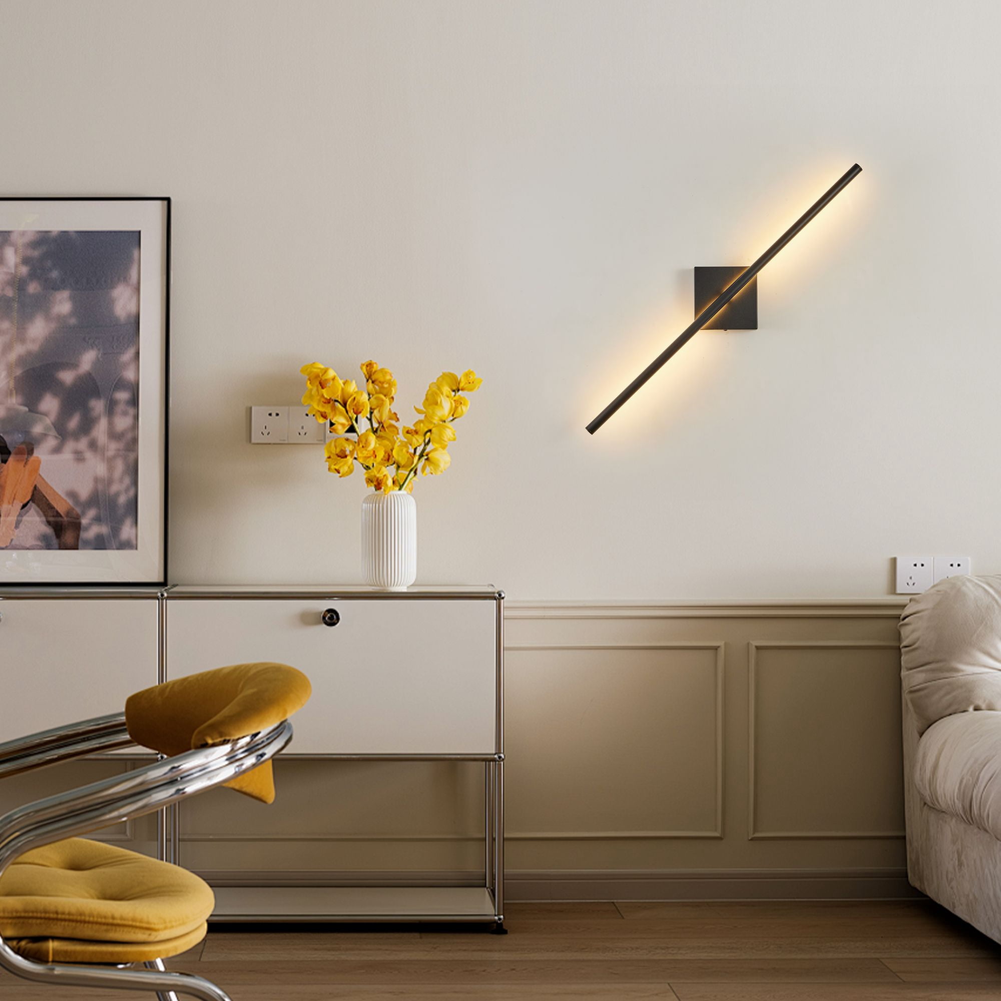 28 Inch 2-Pack Modern LED Wall Sconce, Dimmable Indoor Wall Light Fixture with Black Matte Finish, Up Down Lighting for Living Room, Bedroom, Hallway, Hardwired (3000K-6500K, 95 CRI)