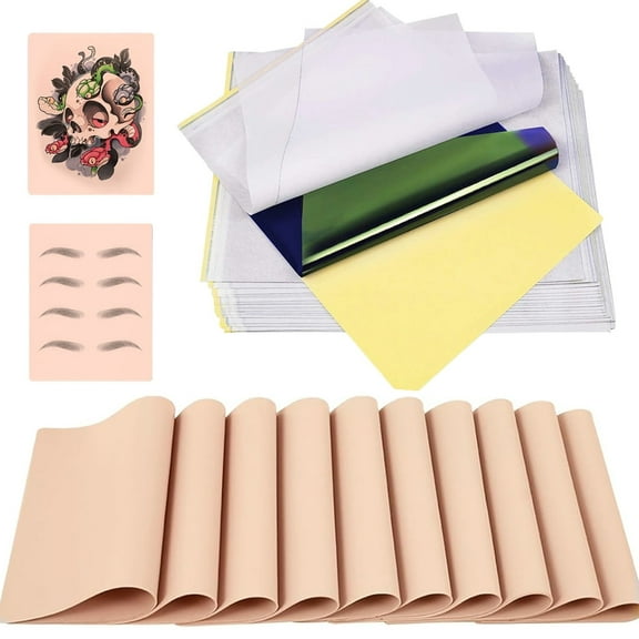 Yuelong 30Pcs Tattoo Skin Practice Kit includes 10pcs Tattoo Skins and 20Pcs Stencil Paper Silicone Practice Skins Double Sided Tattoo Paper for Tattoo Supplies