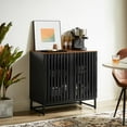thumbnail image 2 of Cabinet with Slatted Grille Striped Door, Modern Style Cabinet, High-Quality MDF and Metal Leg, 2 of 6