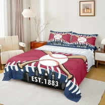 Homewish Philadelphia City Silhouette Twin Sheet Sets,Baseball Sport Game Twin Fitted Sheet,Red Blue White 03 For Boys,Super Cozy Room Decor,3 Pieces