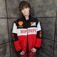 thumbnail image 3 of F1 racing jacket multi patch Ferrari motorcycle varsity vintage Formula one letterman bomber premium biker jacket L, 3 of 5