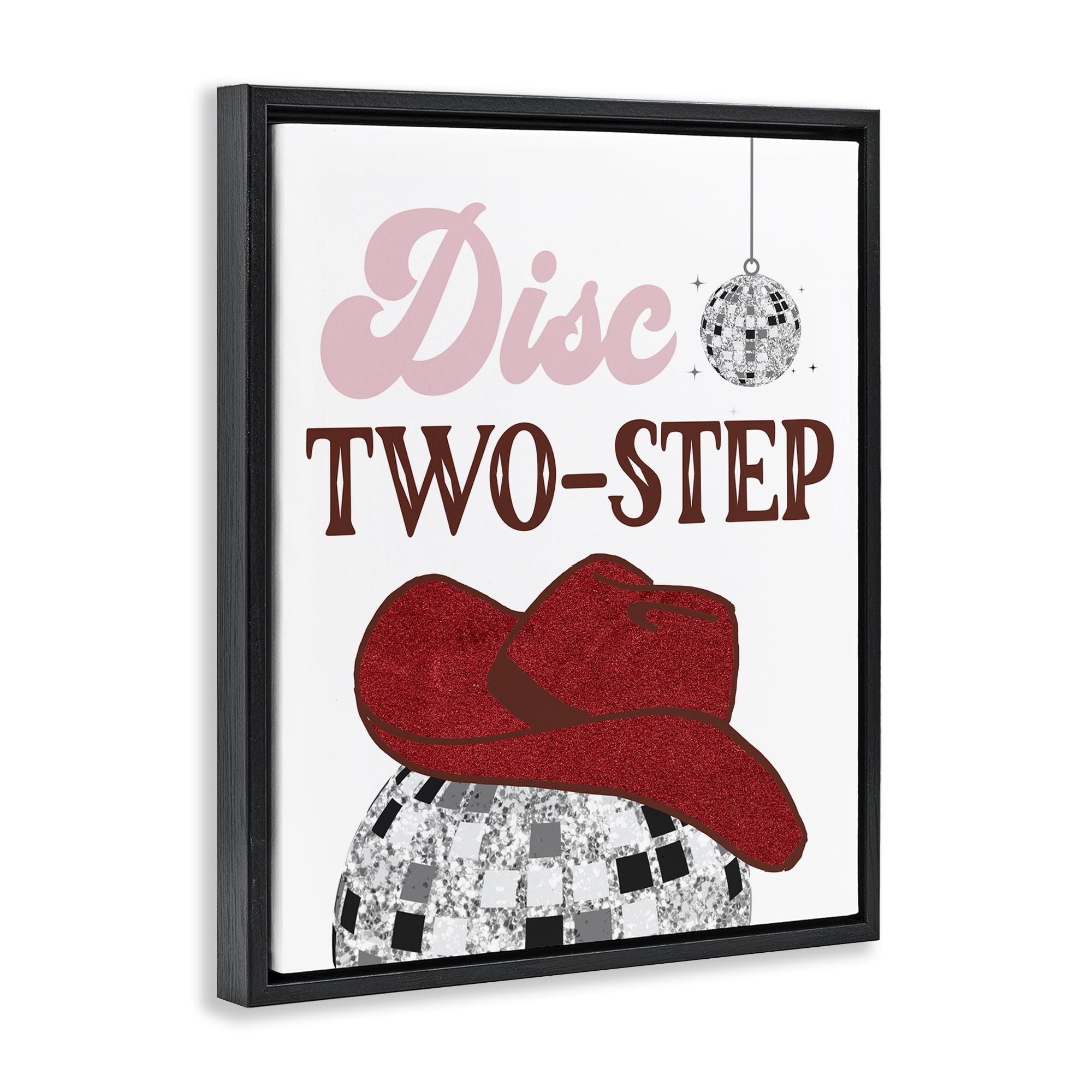 Stupell Industries Disco Two-Step Phrase Text & Numbers Painting Black Floater Framed Canvas Art Print Wall Art, 25 x 31