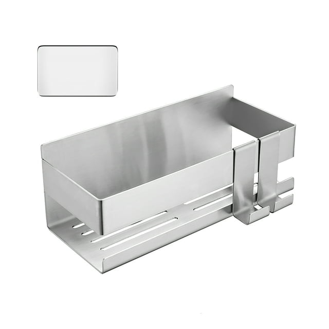 Punch-Free Shower Shelf 304 Stainless Steel Kitchen Storage Rack Wall-Mounted Bathroom Holder Wall-Mounted Kitchen Organizer Draining Bracket for Home Bathroom Kitchen