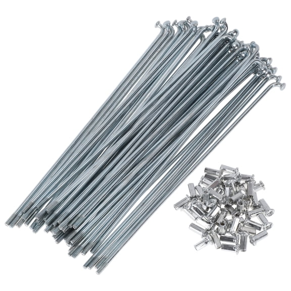 48 Set 10G Bicycle Spokes 185mm Bike Wheel Spokes Carbon Steel Galvanized Silver Tone