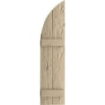 thumbnail image 2 of Ekena Millwork 11"W x 42"H (31" Low Side) Timberthane Hand Hewn Two Board Joined Board-n-Batten w/Quarter Round Arch Top Faux Wood Shutters (Per Pair), Primed Tan, 2 of 6