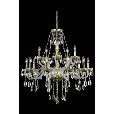 - Pendants Porch 15 Light With Clear Crystal Royal Cut Green size 35 in 900 Watts - World of Classic