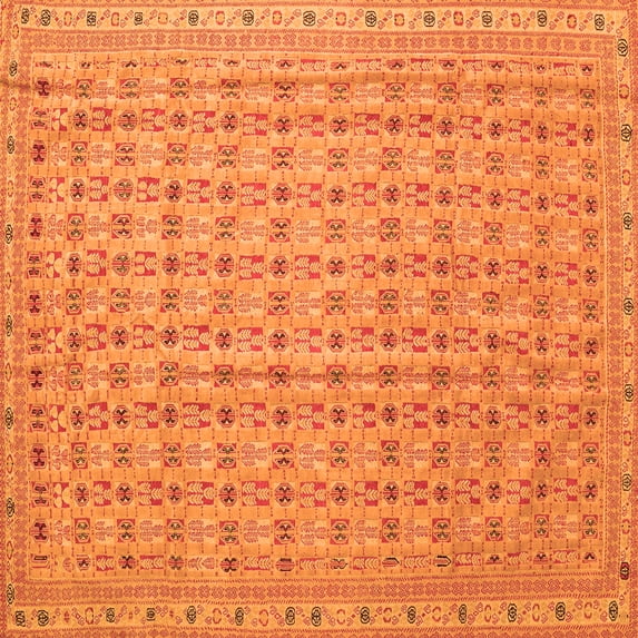 Ahgly Company Indoor Square Abstract Orange Contemporary Area Rugs, 7' Square