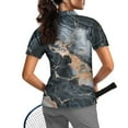 thumbnail image 2 of COEQINE Women Short Sleeve Golf Shirts 1/4 Zip V Neck Quick Dry Fit Polo Shirts Gray Brown Marble Print Workout Golf Tops Lightweight Moisture Wicking Sportswear, M, 2 of 7
