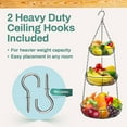 thumbnail image 5 of Heavy Duty 3-Tier Hanging Fruit and Vegetable Basket with 2 Metal Ceiling Hooks, Chrome, 5 of 7