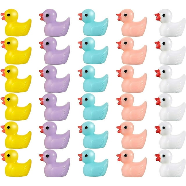 50 Pieces Decoration Ducks 5 Colors Miniature Ducks Little Duck Ornament Mini Duck Figures DIY Dollhouse Decoration Colo