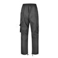 thumbnail image 6 of CIENVNSTG Men Casual Solid Multiple Pockets Outdoor Straight Type Fitness Pants Cargo Pants Trousers Mens Sweat Pants Black M, 6 of 6