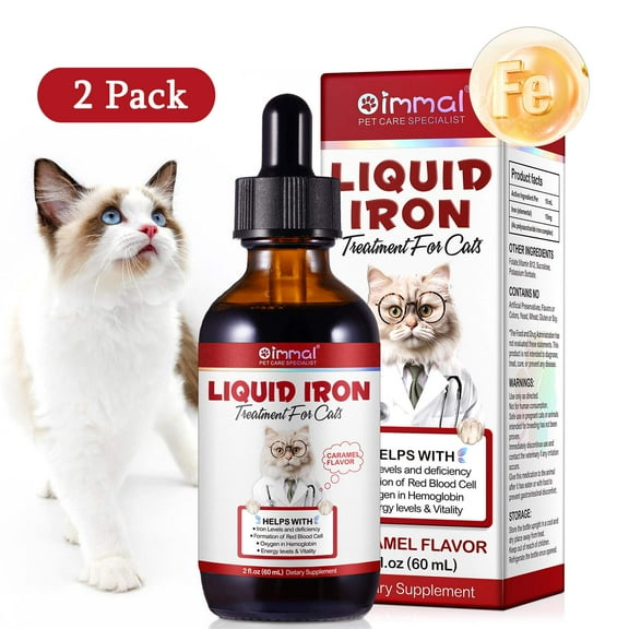 Iron Supplements for Cats,Iron Complex Supports for Anemia in Cats Blood Health and Addresses Nutritional Deficiencies - 2Pack