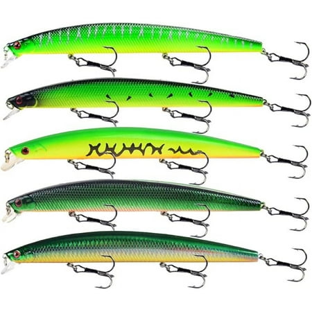 LINGYUE Fishing Lures Minnow VIB Popper Hard Bait Lures with Treble Hook Lifelike 3D Fishing Eyes Swimbait Crankbait Deep/Shallow Divers Fish Tackle Kits