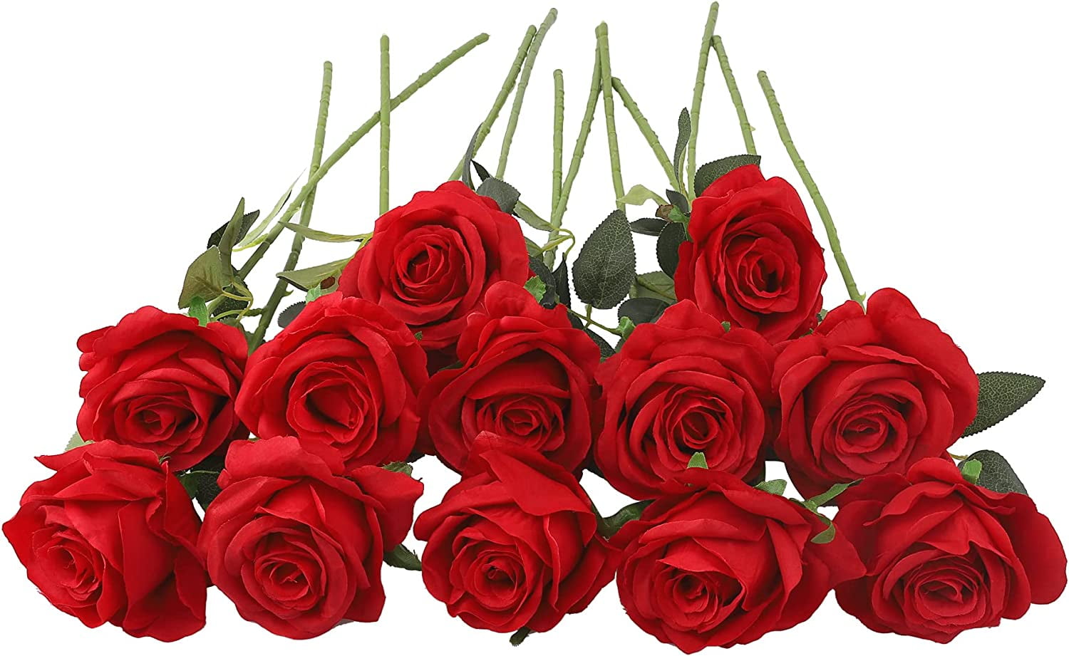 12PCS Artificial Roses Silk Faux Flower with Long Stem Lifelike Fake