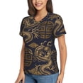 thumbnail image 2 of Women Short Sleeve V Neck Tops T-Shirts Summer Tees, Dragon Chinese Style Chinoiserie, 2 of 6