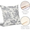 thumbnail image 6 of French Country Pillow Covers Set of 2 18x18 Inch Vintage Toile Grey Cotton Linen Polyester Decorative Throw Pillow Case Cushion Cover for Bedroom Sofa Living Room Couch Chair Office, 6 of 6