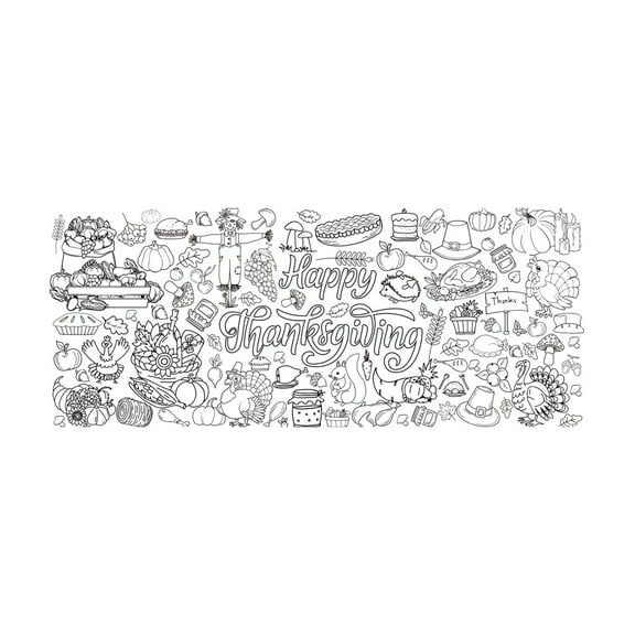 FeiFu Thanksgiving Kids Coloring Poster Autumn Turkey Pumpkin Decor Waterproof Background Wall Paper Tablecloth Interactive Activity for Children Festive Fall Designs