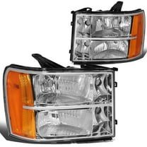 DNA Motoring For 07-14 GMC Sierra 1500 2500 3500 HD Chrome Amber Corner Headlight Lamps Pair