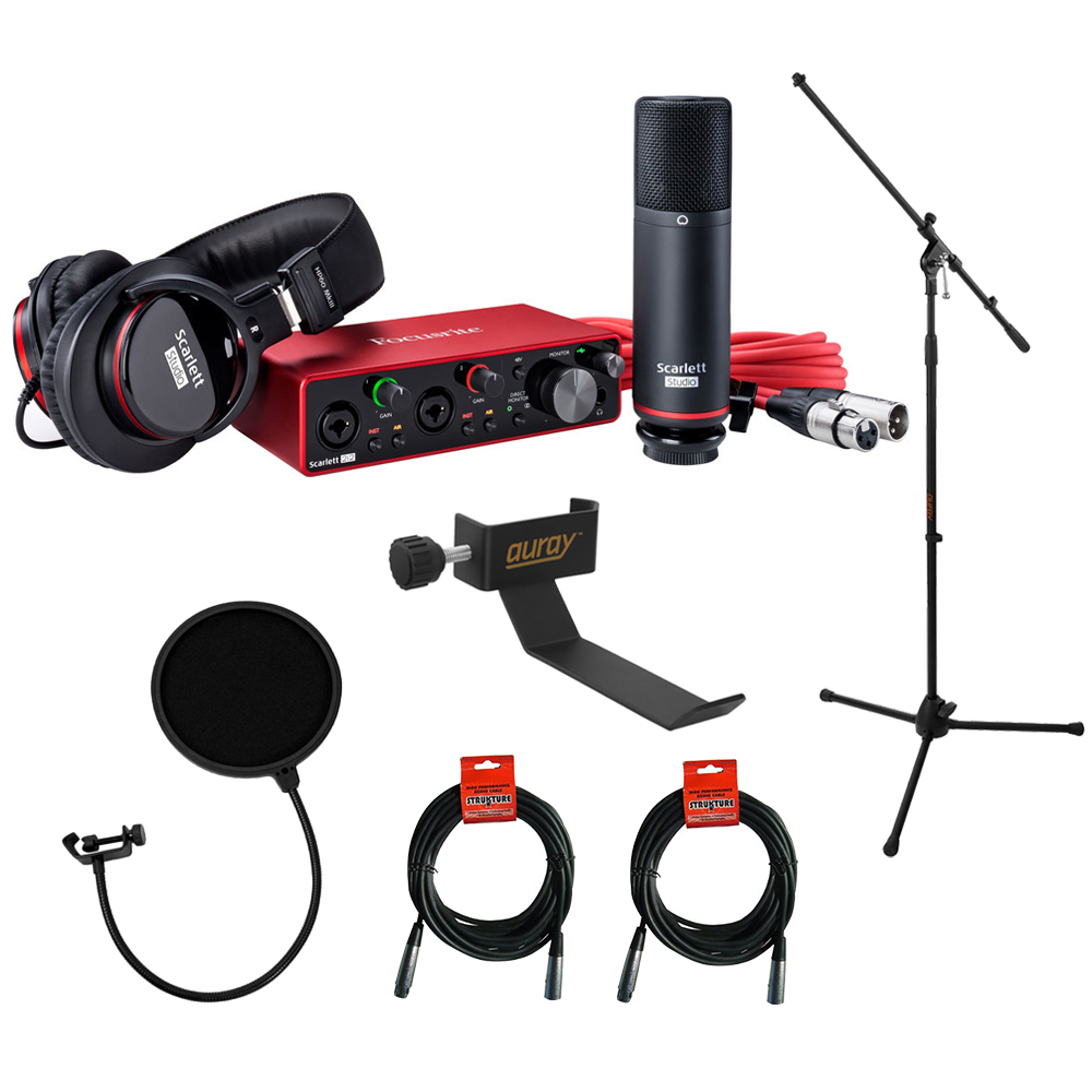 Focusrite Scarlett Solo 3rd Gen 2-in 2-out USB Audio Interface with Tripod  Mic Stand Boom Kellopy Pop Filter  XLR Cable Bundle 並行輸入品 