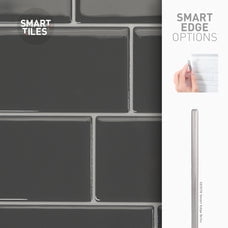 Smart Tiles Peel and Stick Backsplash, 5 Adhesive Tiles, Metro Grey, 11.55"x8.38"