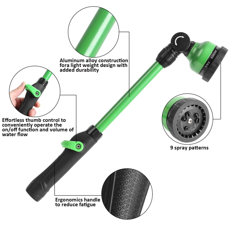 STYDDI 18in Metal Watering Wand, 9 Spray Patterns, Pivoting Head photo 3