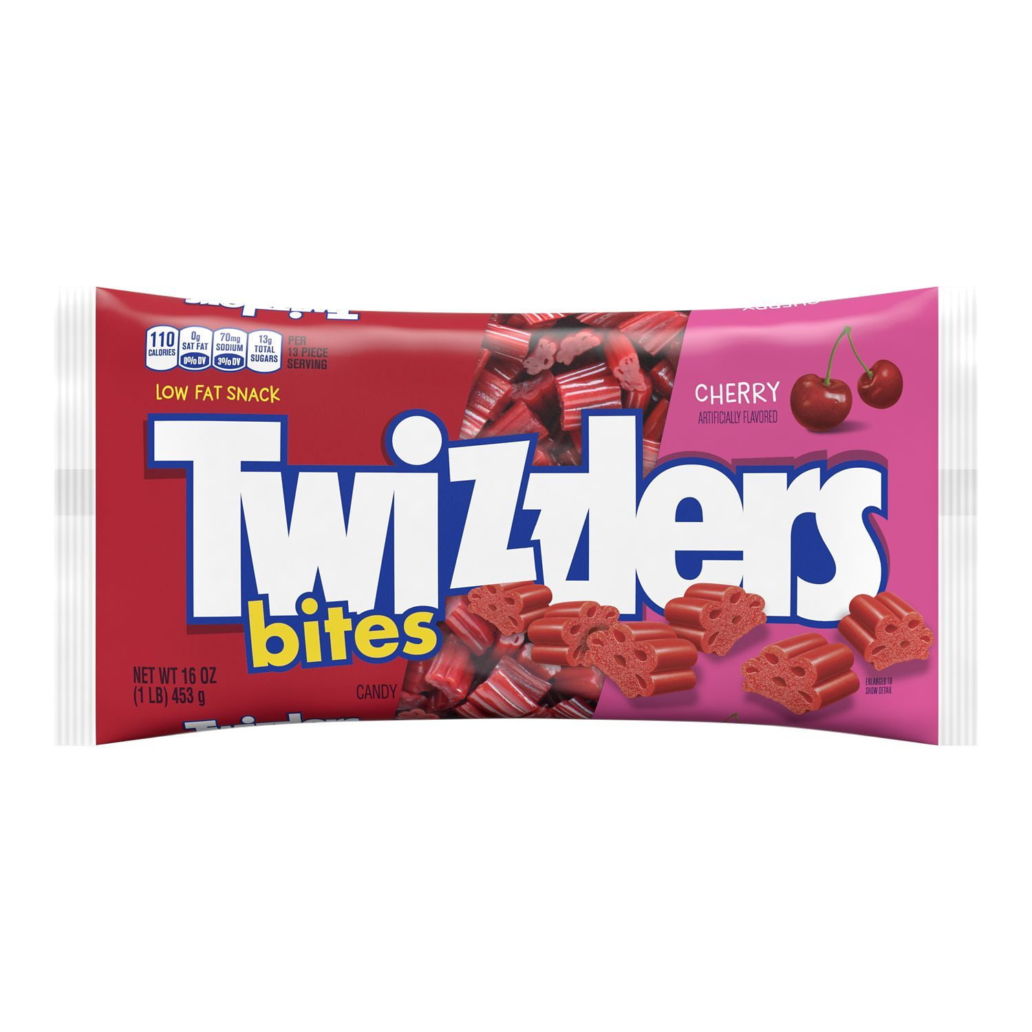 TWIZZLERS, Bites Cherry Flavored Chewy Candy, Low Fat, 16 oz, Bag