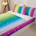 thumbnail image 2 of Manfei Shiny Rainbow Stripe Zipper Queen Comforter Set with Fitted Sheet and 2 Pillowcases, Sparkle Star Zipper Bedding Set, Blue Orange, Polkadot Reversible, 4 Pieces, 2 of 7