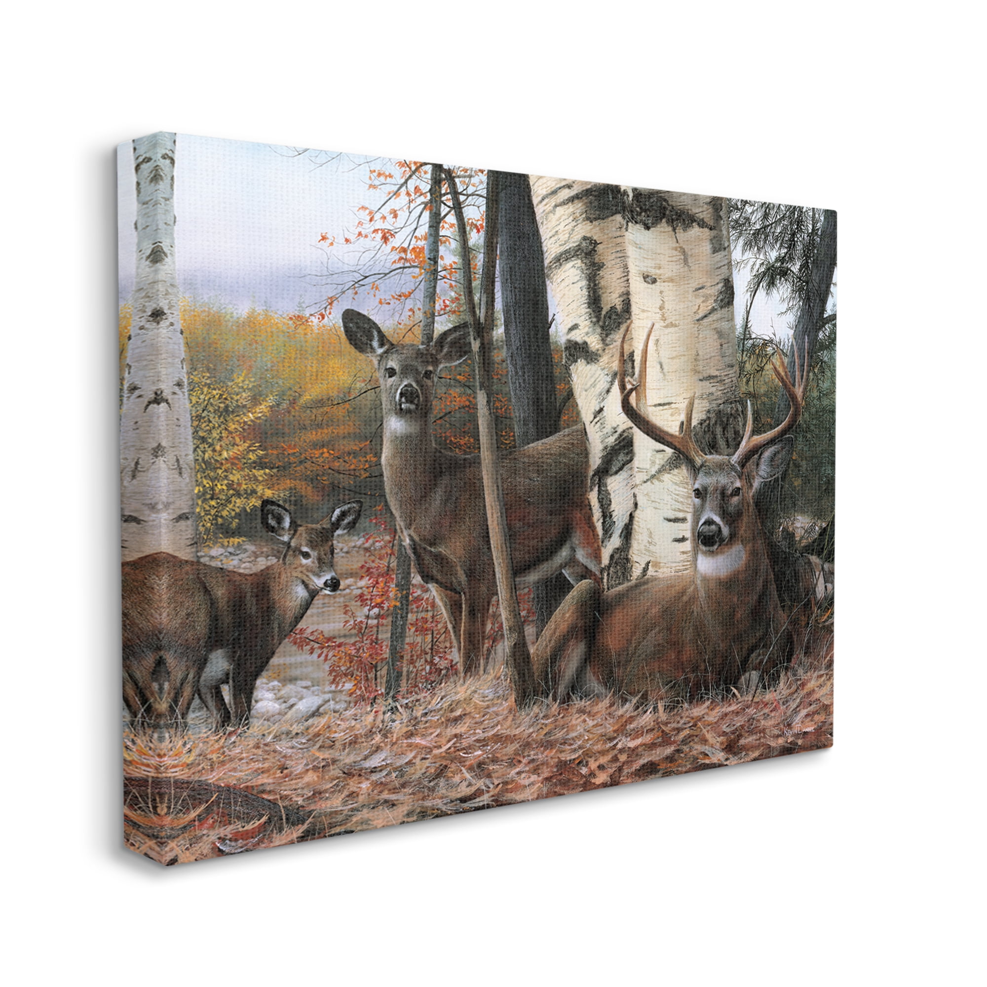 Stupell Industries Elk Family Woodland Foliage Animals & Insects Painting Gallery Wrapped Canvas Print Wall Art, 40 x 30