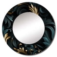 thumbnail image 2 of Designart "Elegant Ebony With Black And Gold Paisley" Paisley Rund Mirror For Wall Decor - Large Black Round Print Mirror - Round Glam Mirror - Wall Mounted Round Large Mirror - 23" x 23", 2 of 6