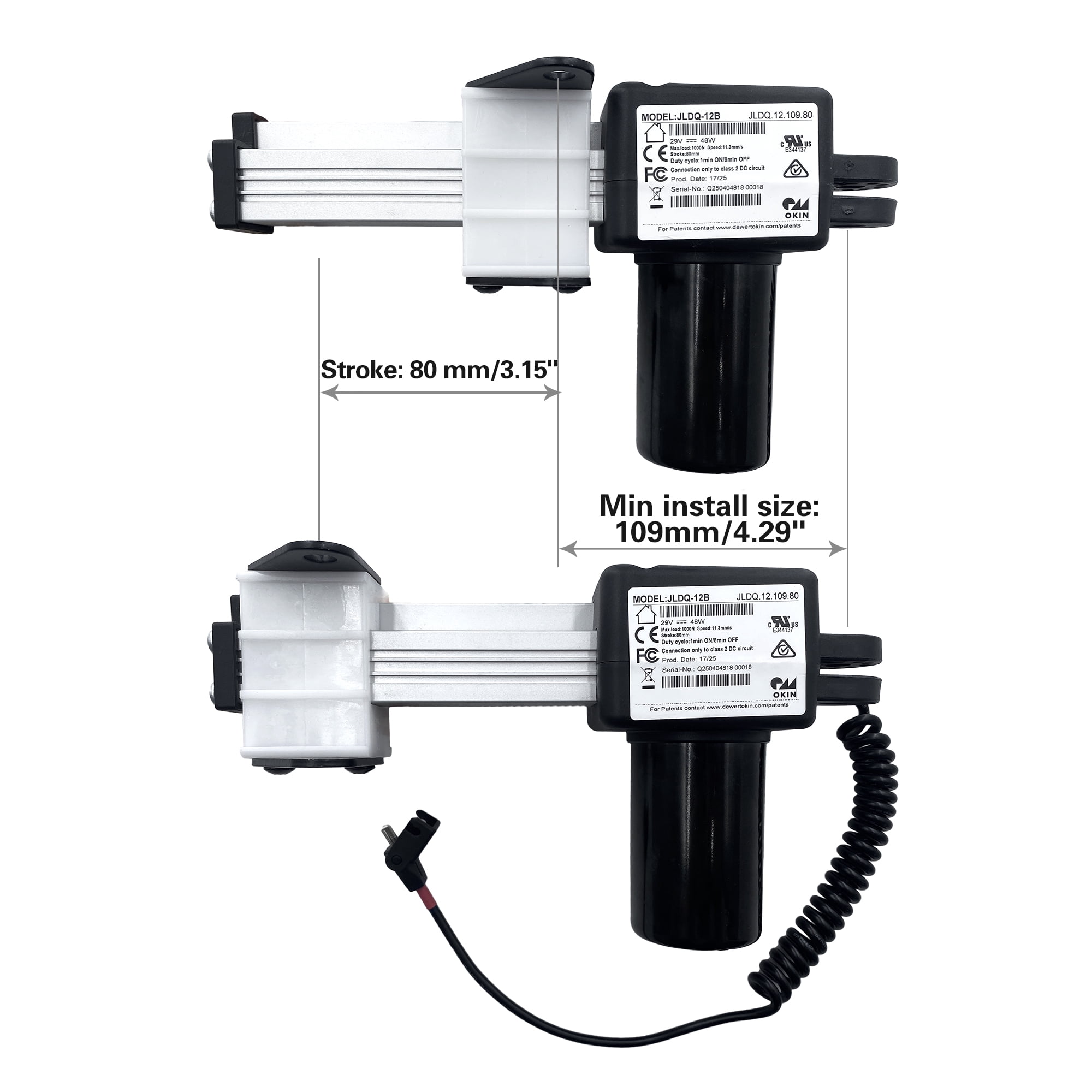 Okin Motor Model JLDQ.12.109.80 Linear Actuator Replacement for Electric Sofa Lift Chairs Power Recliner