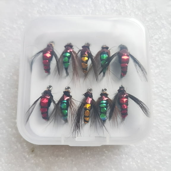 MISSMILE Fishing Gear Fishing Accessories Fishing Tackle 10Pcs Fly Hooks Flies Insect Fishing Lures Bait For Trout Topmouth Culter Bass Mixed Colors