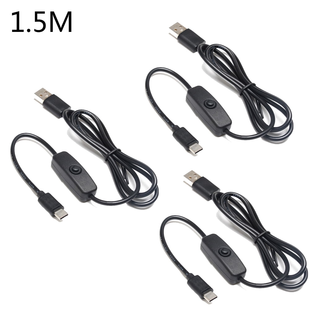 3pcs 5V 3A High Current USB Typec Charging Cable W/ Switch For