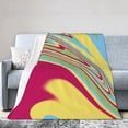 thumbnail image 1 of DouZhe Ultra-Soft Micro Fleece Lightweight Flannel Bed Blanket, Pink Yellow Swirling Print Cozy Warm Throw Blankets, 80"x60", 1 of 7