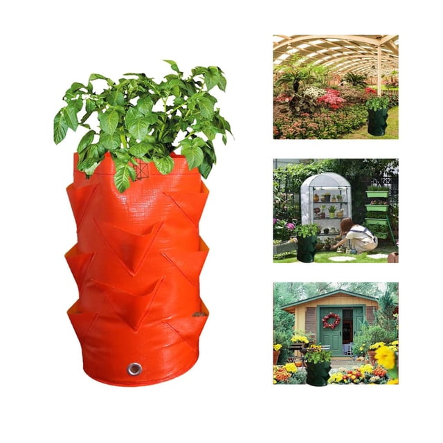 Planting Pockets and Handle, Felt Fabric Round Plant Containers, Pack of 1