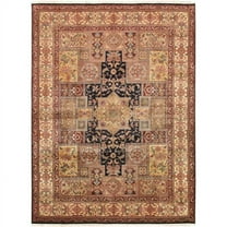 Pasargad Home Agra 110" x 146" Hand-Knotted Lamb's Wool Area Rug in Navy/Gold