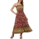 thumbnail image 2 of INSPIRAR CHIC Vestido Maxi Sin Mangas de Tirantes Espagueti con Volantes de Flores Bohemias M Rojo, 2 of 5