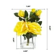 thumbnail image 4 of Enova Home Artificial 3 Large Silk Roses Flowers Arrangement in Clear Glass Vase with Faux Water (Yellow), 4 of 4