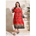 thumbnail image 2 of AURA Plus Size Printed Maxi Dress Long Sleeve Crewneck A Line Loose Fit Comfortable Summer Modest Long Dress for Women, 2 of 6