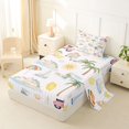 thumbnail image 2 of Castle Fairy Watercolor Summer Holiday Beach Twin Sheets 3pcs,Scooter Lemon Shell Striped Tile Bedding,Pink Cream,1 Fitted Sheet,1 Flat Sheet and 1 Pillowcase, 2 of 6