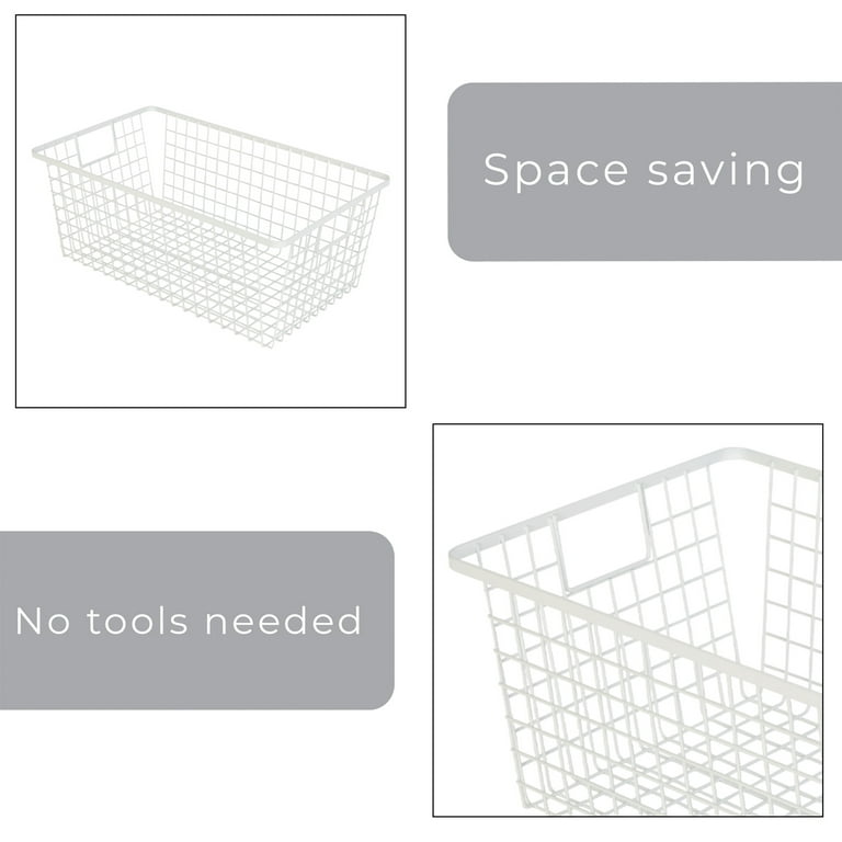 Smart Design Nestable 9 x 16 x 6 Basket Organizer with Handles, Set of 4 - White