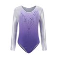 thumbnail image 1 of Girls Long Sleeve Ballet Leotard Toddler Sparkly Rhinestone Dancewear Body Suit, Stretchy Gym Suit for Dance Class, Gymnastic Exercise, 1 of 9