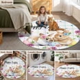 thumbnail image 6 of Easter Rabbits Round Area Rugs Collection 7', Cute Bunny Faisy Leaf Eggs Spring Colorful Plaid Non Slip Indoor Circular Throw Runner Rug Floor Mat Carpet for Living Room Dining Table Bedroom Nursery, 6 of 9