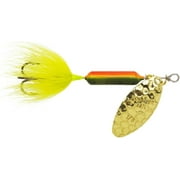 Worden's Rooster Tail, Inline Spinnerbait Fishing Lure, Hammered Brass Firetiger, 1/8 oz