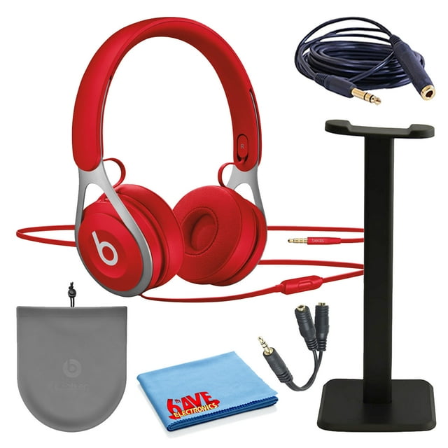 Beats EP Écouteurs Supra-Auriculaires Filaires - Rouge (ML9C2LL/A) Ensemble avec Support pour Écouteurs + Câble d'Extension + Répartiteur pour Écouteurs + Plus