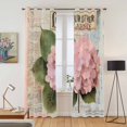 thumbnail image 2 of Pink Vintage Floral Kitchen Curtains 84 Inch Length, Summer Botanical Retro Grommet Top Bedroom Living Room Curtains, Light Filtering Cafe Curtain Drapes 2 Panels Set 84''x84'', 2 of 9