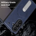 thumbnail image 3 of For Samsung Galaxy Z Fold 3 Phone Case,With 360° Rotatable Contractile Kickstand,Compatible With Mag-Safe,Anti-Scratch PU Leather Back,Shockproof Anti-fall Non-Slip Phone Case,Blue, 3 of 7
