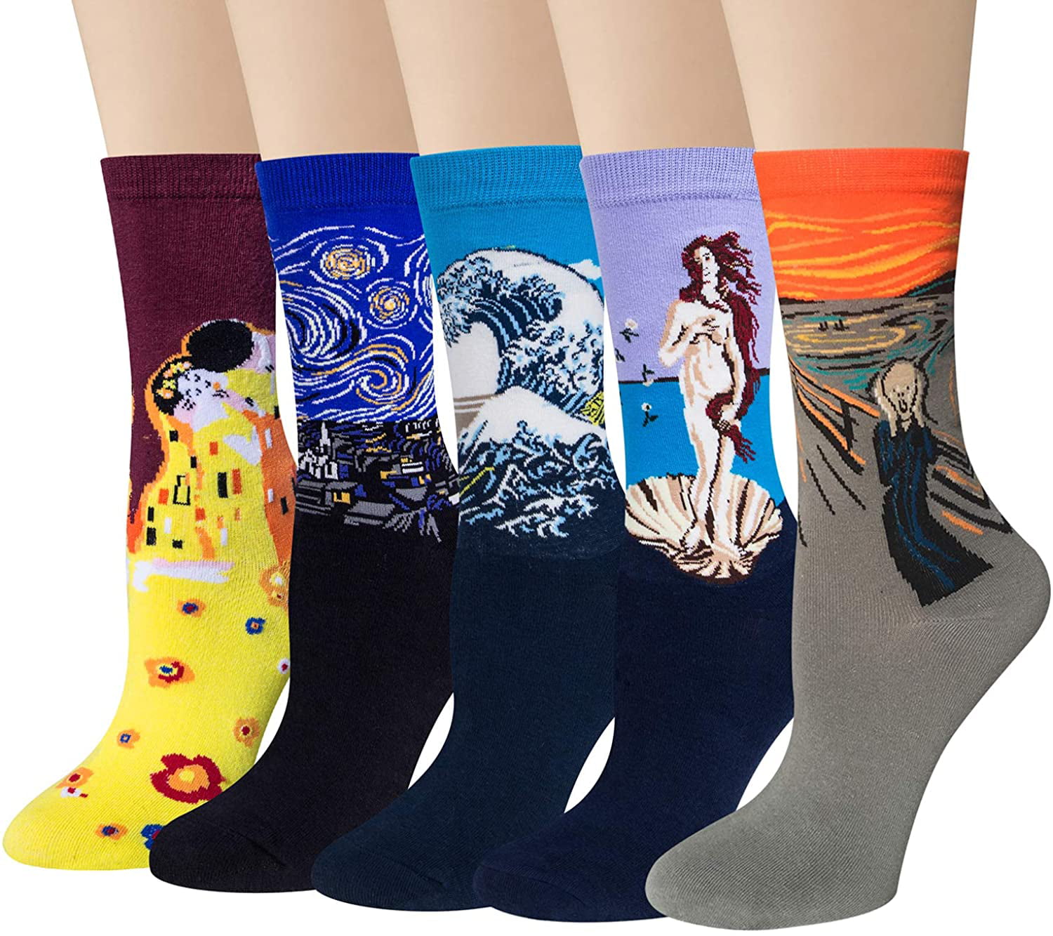 Abstract Cat Art Painting Casual Cotton Crew Socks Cute Funny Sock,great For Sports And Hiking