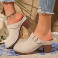 thumbnail image 4 of RKSTN Dress Sandals for Women Solid Color Spring Summer Outdoor Daily Wear Closed Toe Thick Sole High Heel Slides, 4 of 7